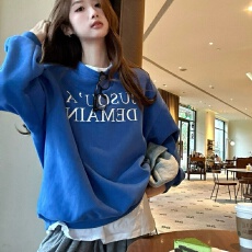 批发新款休闲风宽松显瘦百搭设计感字母<b class='q'>印花</b>圆领长袖卫衣时尚
