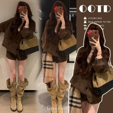 批发<b class='q'>孕妇</b><b class='q'>韩</b>系开衫针织套装女秋冬时尚洋气减龄V领上衣+短裤两件套