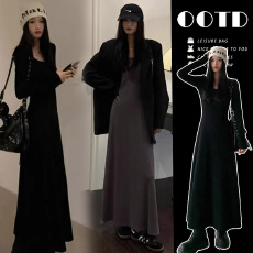 批发孕妇保暖裙2025年<b class='q'>秋</b>内搭连衣裙女长袖打底裙收腰显瘦a字长裙