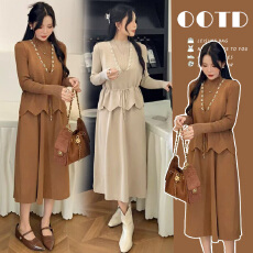 马甲连衣裙两件套女2025秋冬新款小个子洋气优雅针织毛衣套装裙子