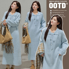 孕妇秋冬新款休闲韩系温柔风时尚针织长裙气质简约内搭显瘦连衣裙