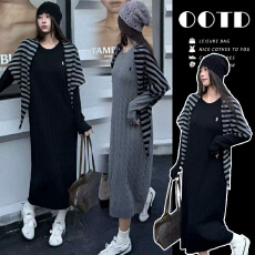 批发2025秋冬新款韩版宽松大版型毛衣<b class='q'>连衣裙</b>披肩+毛衣两件套<b class='q'>连衣裙</b>