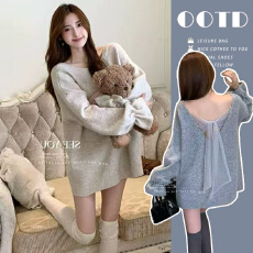 批发孕妇装2025秋冬软huhu蝴蝶结针织慵懒宽松毛衣女秋冬百搭