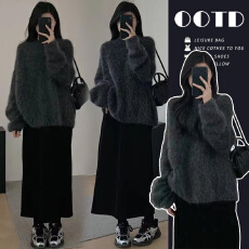 批发孕妇装秋冬搭配一整套2025新款茶系穿搭高级感气质时尚套装裙