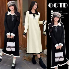 批发孕妇装连衣裙秋冬款2025新款孕妈法式穿搭时尚减龄毛衣中长款冬季