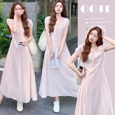 2026新款大码孕妇装法式甜美细带孕妇连衣裙韩版孕妇短袖打底裙