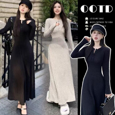 批发法式气质收腰针织<b class='q'>连衣裙</b>2026年新款春季<b class='q'>修身</b>气质打底毛衣长裙女装