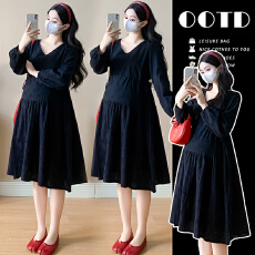 批发实拍~孕妇连衣裙孕妇装洋气时髦高级感高端小个子法式连衣裙