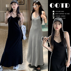 批发韩版垂感针织吊带裙简约气质连衣裙女夏季新款显瘦高腰绝美小裙子