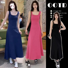 批发法式赫本风无袖吊带连衣裙女2026年夏季新款收腰显瘦气质背心长裙