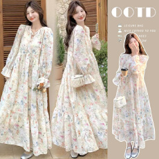 批发超仙温柔风浪漫法式别致多巴胺碎花长裙新款气质大摆型连衣裙女春