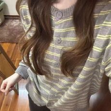 批发已发货 新款法式高级宽松复古针织<b class='q'>开衫</b>小个子长袖上衣