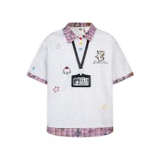 批发已出货 小狗刺绣假两件短袖t恤<b class='q'>女</b><b class='q'>大</b><b class='q'>童</b>夏季初中高中生宽松半袖