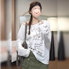 批发已出货 卡通小狗印花长袖<b class='q'>T</b><b class='q'>恤</b>女夏季新款防晒罩衫体恤上衣薄款