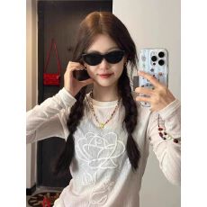 批发已出货 立体刺绣长袖<b class='q'>T</b><b class='q'>恤</b>女显瘦弹力薄款防晒罩衫微透网纱上衣