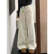 批发美式女王范设计感直筒<b class='q'>牛仔裤</b>女春秋大码胖mm宽松显瘦阔腿拖地裤