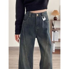 批发直筒佐依<b class='q'>牛仔裤</b>女男秋冬宽松痞帅高级感裤子潮牌美式高街休闲长裤