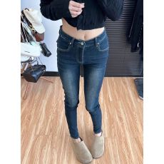 批发辣妹复古深蓝小脚裤<b class='q'>弹力</b>女设计感显瘦修身紧身九分<b class='q'>铅笔裤</b>