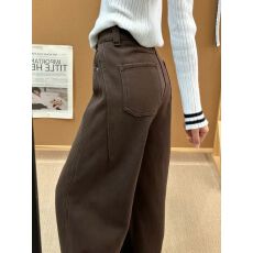 批发棕色裤子女2025新款冬加厚梨形报恩裤窄版宽松直筒加绒弯刀<b class='q'>牛仔裤</b>
