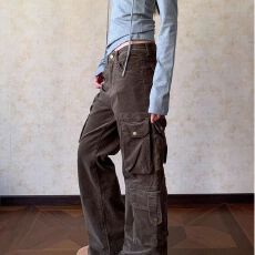 批发美式hiphop重工多袋嘻哈街头重磅堆叠高街弹性喇叭牛仔长裤