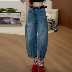 批发设计感<b class='q'>哈伦</b><b class='q'>牛仔</b>裤女春秋季新款薄款高腰百搭个性九分<b class='q'>哈伦</b><b class='q'>牛仔</b>裤潮