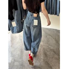 批发复古高腰七分阔腿牛仔短裤<b class='q'>女</b>宽松百搭休闲直筒中裤2026夏季新款