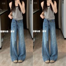 批发【配腰带】阔腿<b class='q'>微喇</b><b class='q'>牛仔裤</b>女2026秋季新款美式复古显瘦百搭拖地裤