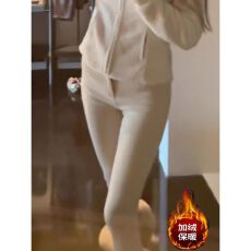 批发白色纯欲风辣妹加绒加厚九分小脚牛仔裤女秋冬<b class='q'>紧身</b>弹力提臀铅笔裤