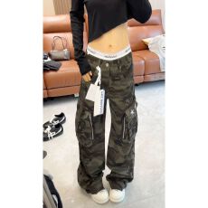 批发美式高街迷彩阔腿工<b class='q'>装</b><b class='q'>裤</b>女秋季<b class='q'>新款</b>多口袋高腰休闲百搭冲锋<b class='q'>裤</b>