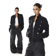 批发美式复古水洗做旧重工工装<b class='q'>牛仔外</b><b class='q'>套男</b>女秋季新款设计感小众上衣潮
