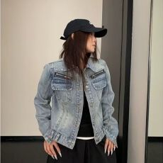 批发春秋夹克就位<b class='q'>水洗</b>牛仔外套男女修身短款休闲牛仔衣韩版上衣夹克