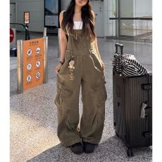 批发美式复古工装<b class='q'>牛仔</b>背带裤女2026年秋季新款减龄宽松显瘦阔腿<b class='q'>连体裤</b>