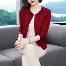 批发丝光羊毛冰丝针织开衫女夏薄款空调衫外套圆领披肩小外搭<b class='q'>春秋</b>灰色