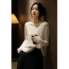 轻氧奢宠M.oro羊绒羊毛时髦卷边挑洞镂空针织