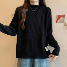批发<b class='q'>大码</b>女装半高领加厚洋气打底毛衣女春秋胖mm宽松显瘦内搭针织上衣