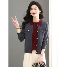 批发2025妈妈秋冬装半高领假两件上衣服中<b class='q'>老年</b>女装洋气打底衫针织毛衣