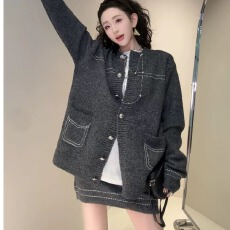 批发秋季针织套装女2025新款时尚减龄小清新开衫上衣两件套减龄