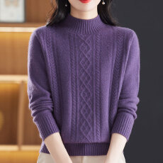 批发双股加厚半高领羊毛衫女冬季2025新款<b class='q'>妈妈</b>装高档<b class='q'>毛衣</b>打底衫