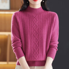 批发双股加厚半高领羊毛衫女冬季2025新款<b class='q'>妈妈</b>装高档毛衣打底衫