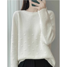 批发圆领纯色羊毛衫女<b class='q'>秋</b>冬新款针织羊绒毛衣宽松显瘦上衣内搭打底上衣