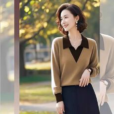 批发POLO假两件<b class='q'>针织衫</b>毛衣2026洋气早秋新款休闲<b class='q'>针织衫</b>高级打底上衣女