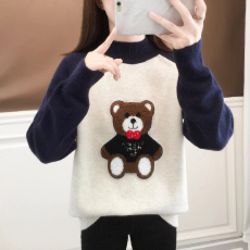 批发初中生半<b class='q'>高领</b>加厚<b class='q'>毛衣</b>少女秋冬内搭高中学生女大童加绒打底针织衫