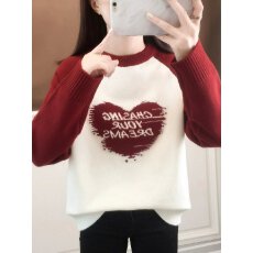 批发女大童毛衣秋装新款初高中学生宽松圆领打底针织衫洋气上衣