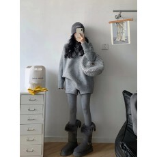 批发休闲毛衣短裤套装女韩系简约穿搭一整套慵懒针织百搭2025秋冬毛线