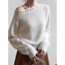 批发法式高级感~山<b class='q'>羊绒衫</b><b class='q'>女</b>斜领气质内搭镂空毛衣加厚针织打底衫外穿