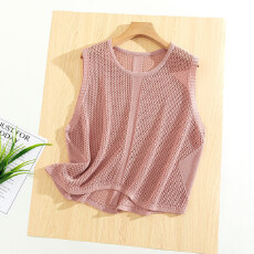 批发<b class='q'>镂空</b>菱格针织马甲小背心女夏外搭宽松大码短款叠穿罩<b class='q'>衫</b>薄无袖坎肩