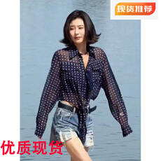 批发2025夏季新款波点衬衣女法式时尚设计感绑带衬衫长袖百搭防晒上衣