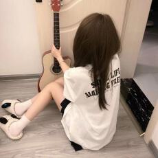 批发纯棉正肩印花短袖t恤女夏季上衣宽松设计感小众<b class='q'>街头</b>