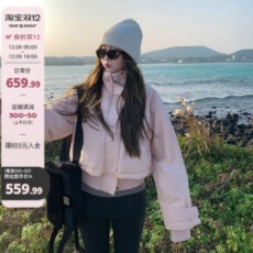 批发外卖到了北欧雪堡短款滑雪外套保暖粉色羽绒服女<b class='q'>冬</b>季立领外套