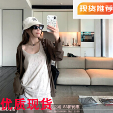批发孔真烦呐咖啡馆常驻客韩系慵懒休闲套装女美拉德开衫上衣背心